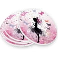thumbnail image 3 of Fairy and Butterflies Pink Coasters Absorbent Moisture Non-Slip Drink Coaster Ceramic Stone with Cork Base Desktop Protection, 2PCS, 3 of 6