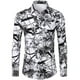 thumbnail image 3 of Camisas estampadas con flores rosas estilo retro estilo hipster para hombre, camisas casuales ajustadas de manga larga, elásticas, blusas con botones para hombre, 3 of 5