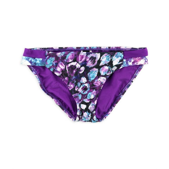 Becca Womens Printed Side Tab Bikini Swim Bottom, Purple, Medium