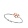 thumbnail image 4 of CHOOSE YOUR COLOR Rose Gold-Tone Heart Love Knot Ring .925 Sterling Silver Band Jewelry Female Size 3, 4 of 4