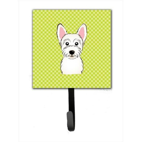 Carolines Treasures Checkerboard Lime Green Westie Leash or Key Holder 7Hx4.25W multicolor