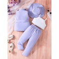 thumbnail image 3 of Bagilaanoe 4pcs Little Girl Pants Set Toddler Sleeveless Camisole Tops + Trousers +Belted Gile + Hat 3T 4T 5T 6T 7T 8T Kids Summer Casual Clothes, 3 of 7