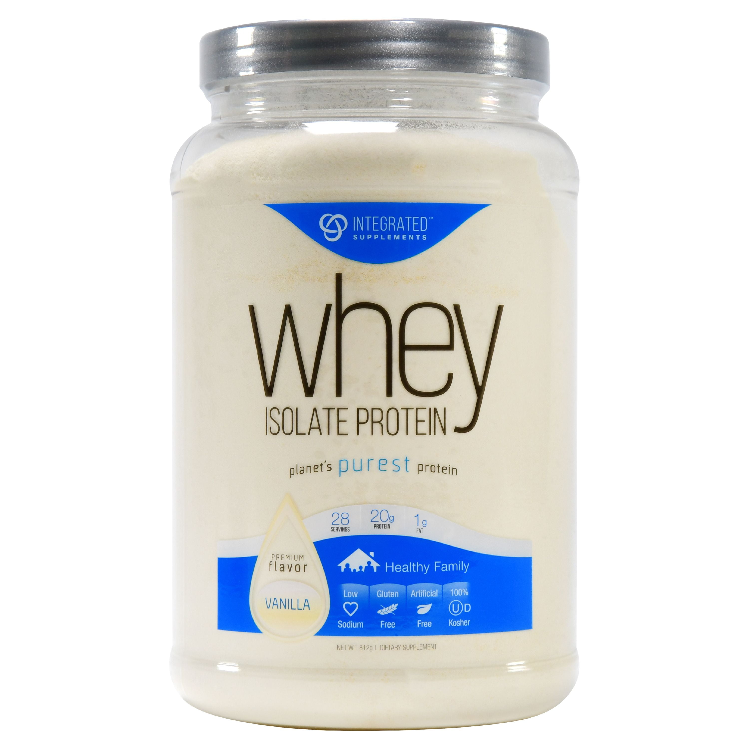 Integrated Supplements Whey Isolate Protein Powder, Vanilla, 20g Protein, 1.8lb, 28.6oz