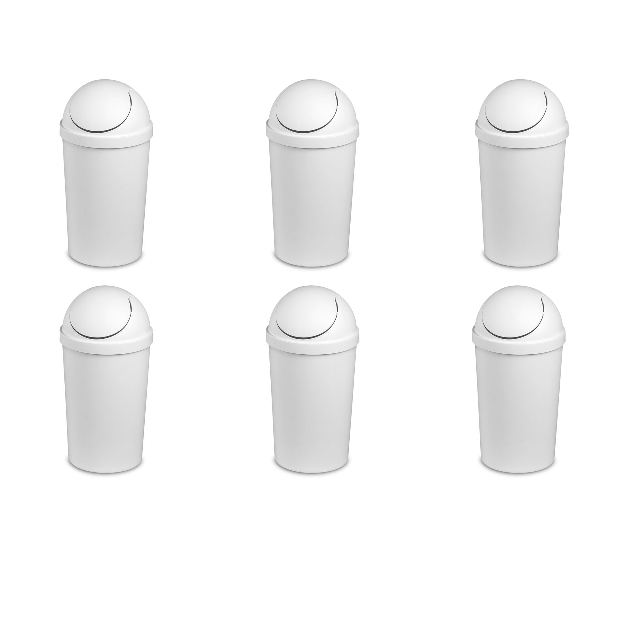 Sterilite 10838006 3 Gallon Round Swing Top Plastic Wastebasket, White