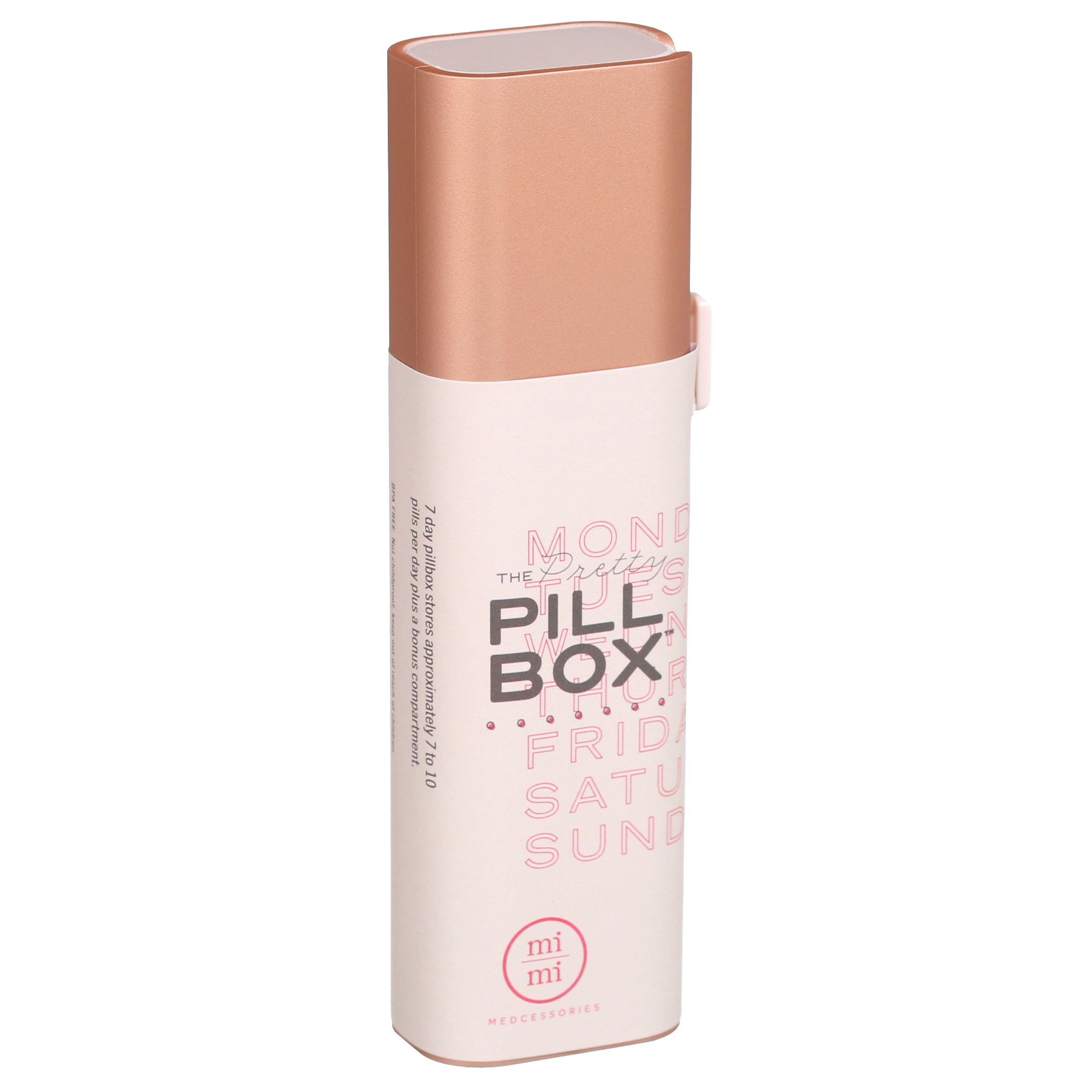 7 Day Pretty Pillbox | Wide Weekly Pill Organizer for Vitamins, Supplements & Pills by Mimi Medcessories | Rose