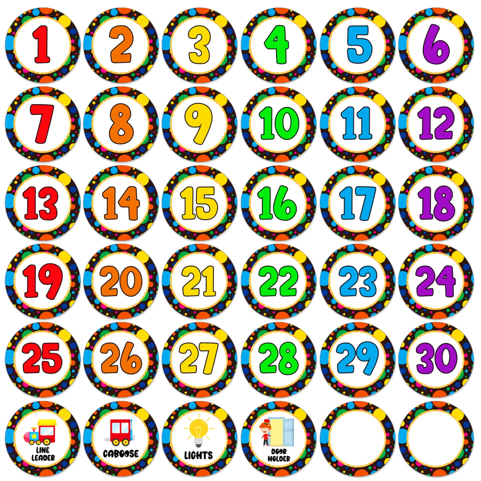WaaHome 36Pcs Line Up Spots Dots for Classroom Floor,4" Number Spot