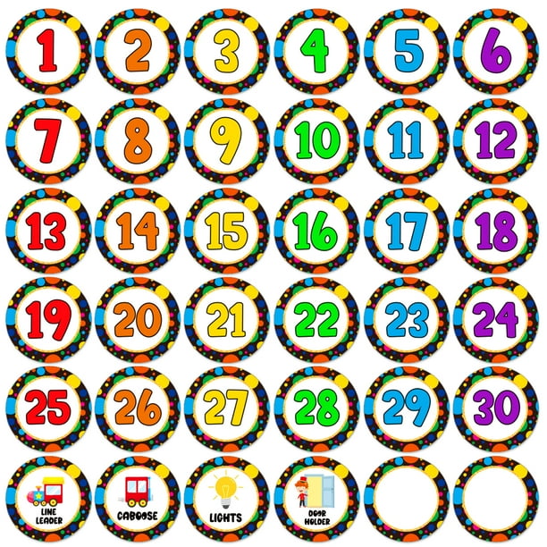 WaaHome 36Pcs Line Up Spots Dots for Classroom Floor,4" Number Spot