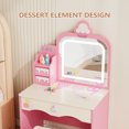 thumbnail image 6 of Ktaxon Kids' Vanity Table and Stool Set, Lighted Makeup Dressing Set w/ Mirrors & Drawer, Pink, 6 of 8