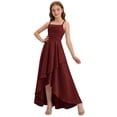thumbnail image 5 of CHEEREAM Teens Junior Bridesmaid Dresses Ruffle Slit Flower Dress For Girl Square Neck Spaghetti Strap Formal High Low Dresses For Kids, 5 of 6