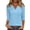 Light Blue, variant on DeHolifer Shirts for Women Button Down 3/4 Sleeve Tops Pleated V-Neck Blouses Dressy Casual Basic Tunic Trendy Outfits Light Blue M