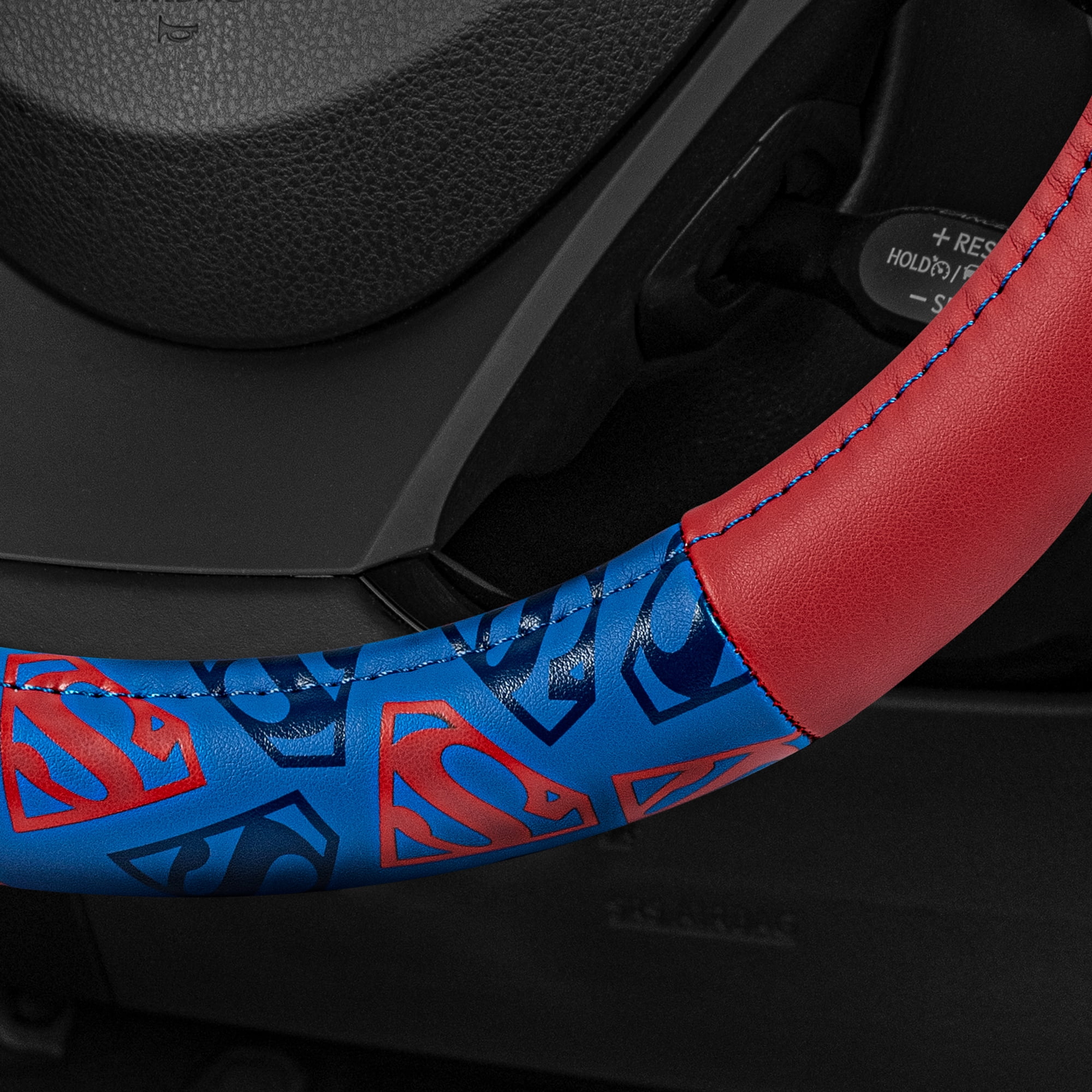Superman Car Steering Wheel Cover - Universal Fit Steering Wheel Cover with Officially Licensed Warner Brothers Graphics, Great Automotive Accessory Gift Idea for Fans.