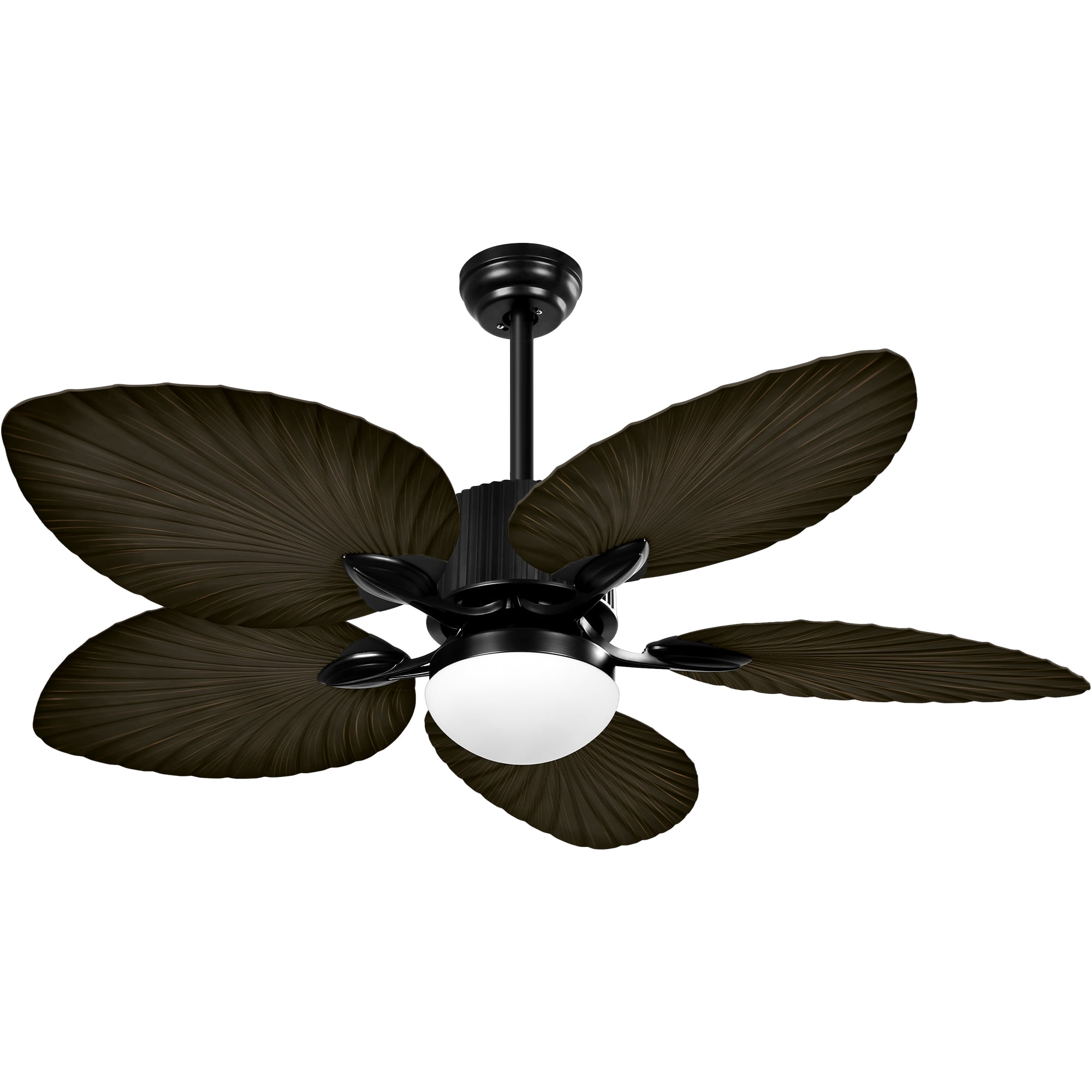Uforic 52" Tropical Black Ceiling Fan with Light and Remote,5 Palm Leaf Blades Energy-efficient ceiling fan