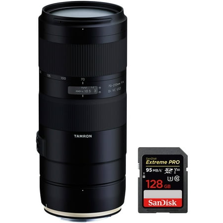 Tamron 70-210mm F/4 Di VC USD Telephoto Zoom Lens for Full-Frame Canon DSLR (AFA034C-700) with Sandisk Extreme PRO SDXC 128GB UHS-1 Memory