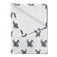 thumbnail image 2 of Dog Soft Flannel Fleece Blanket, Husky Puppy Siberian Energetic Pet Alaskan Origin Sketch Style Cartoon Cold, Cozy Plush for Indoor and Outdoor Use, 50" x 70", Blue Grey Black White, by Ambesonne, 2 of 5