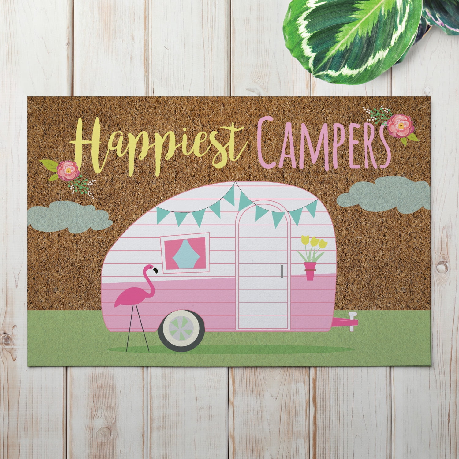 Personalized Planet 27"x18" Happiest Camper Polyester Doormat