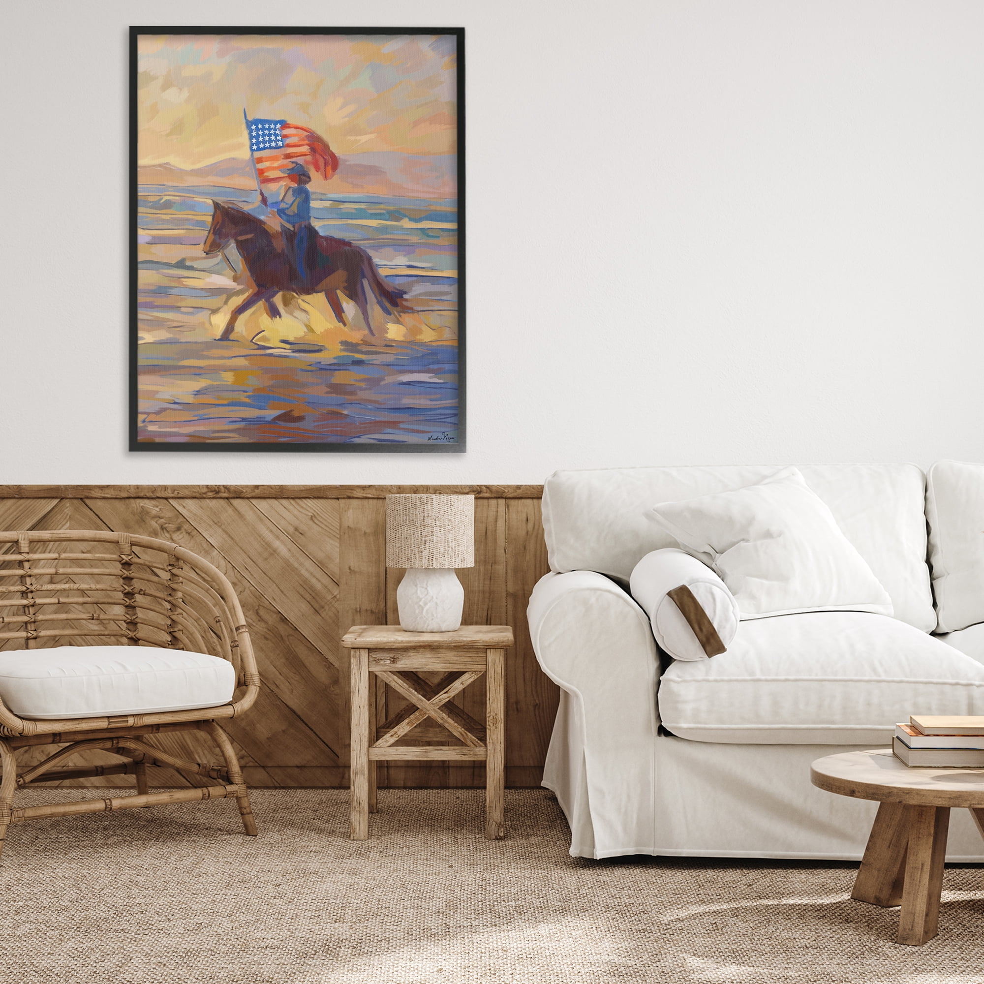 Stupell Industries American Cowgirl Abstraction Black Framed Giclee Art, design by Amelia Noyes