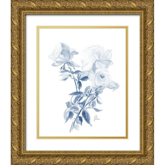 Murdock, Ramona 20x24 Gold Ornate Wood Framed with Double Matting Museum Art Print Titled - Tres Blue Rose