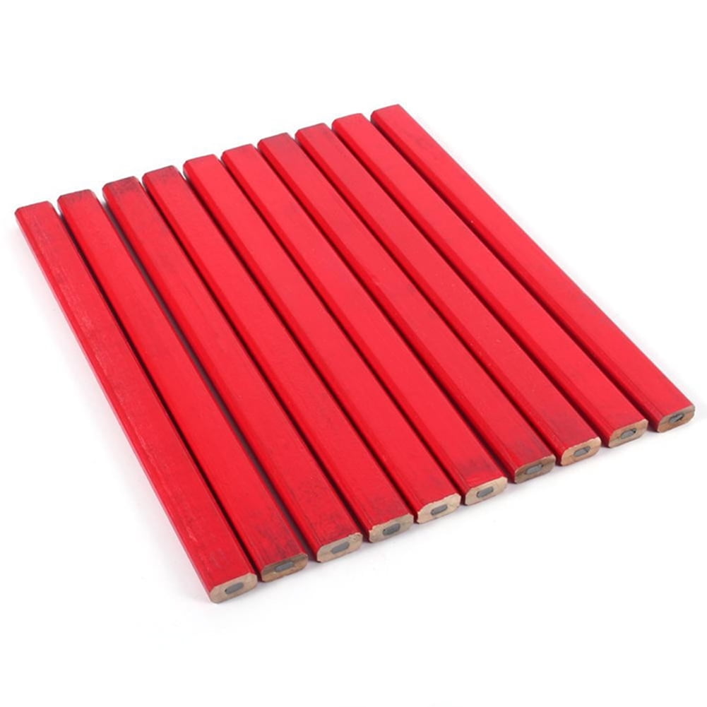 10PC CARPENTER PENCIL DIY JOINERY PENCIL WOOD WORK BUILDER MARKING 175MM RED NEW 