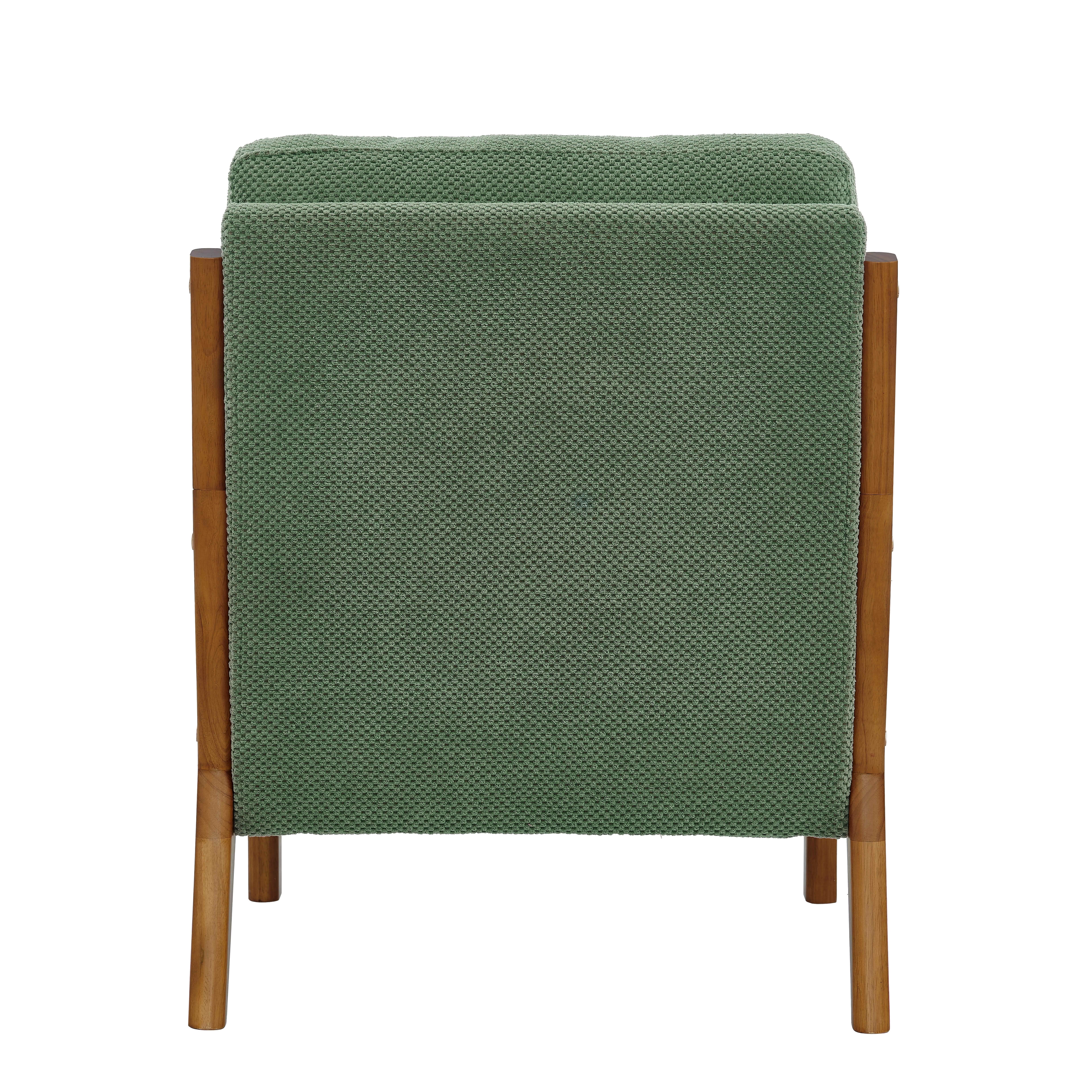 MAYEERTY 26 In Nubby Fabric Lounge Chair, Solid Wood Armrests, Lumbar Pillow, Dark Green, 300 lb