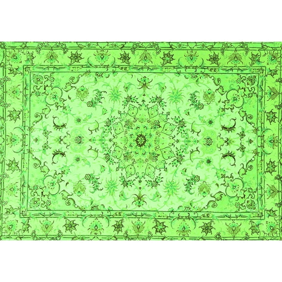 Ahgly Company Indoor Rectangle Persian Green Traditional Area Rugs, 5' x 7'