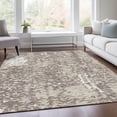 thumbnail image 6 of HomeRoots 675474 10 x 14 ft. Taupe & Ivory Abstract Transitional Washable Machine Made Rectangle Area Rug with UV Protection, 6 of 9