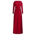 thumbnail image 5 of LoyisViDion Women Plus Size Dress Clearance Fashion Women'S Elegant Sexy Long Sleeve V-Neck Dress Solid Color Long Dress Skirt Dress Red 8(L), 5 of 5