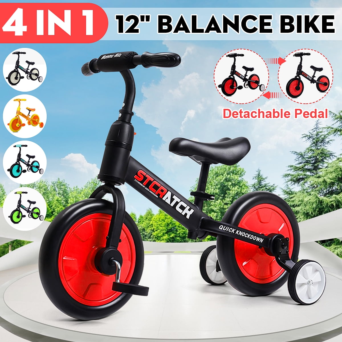 balance bike with detachable pedals