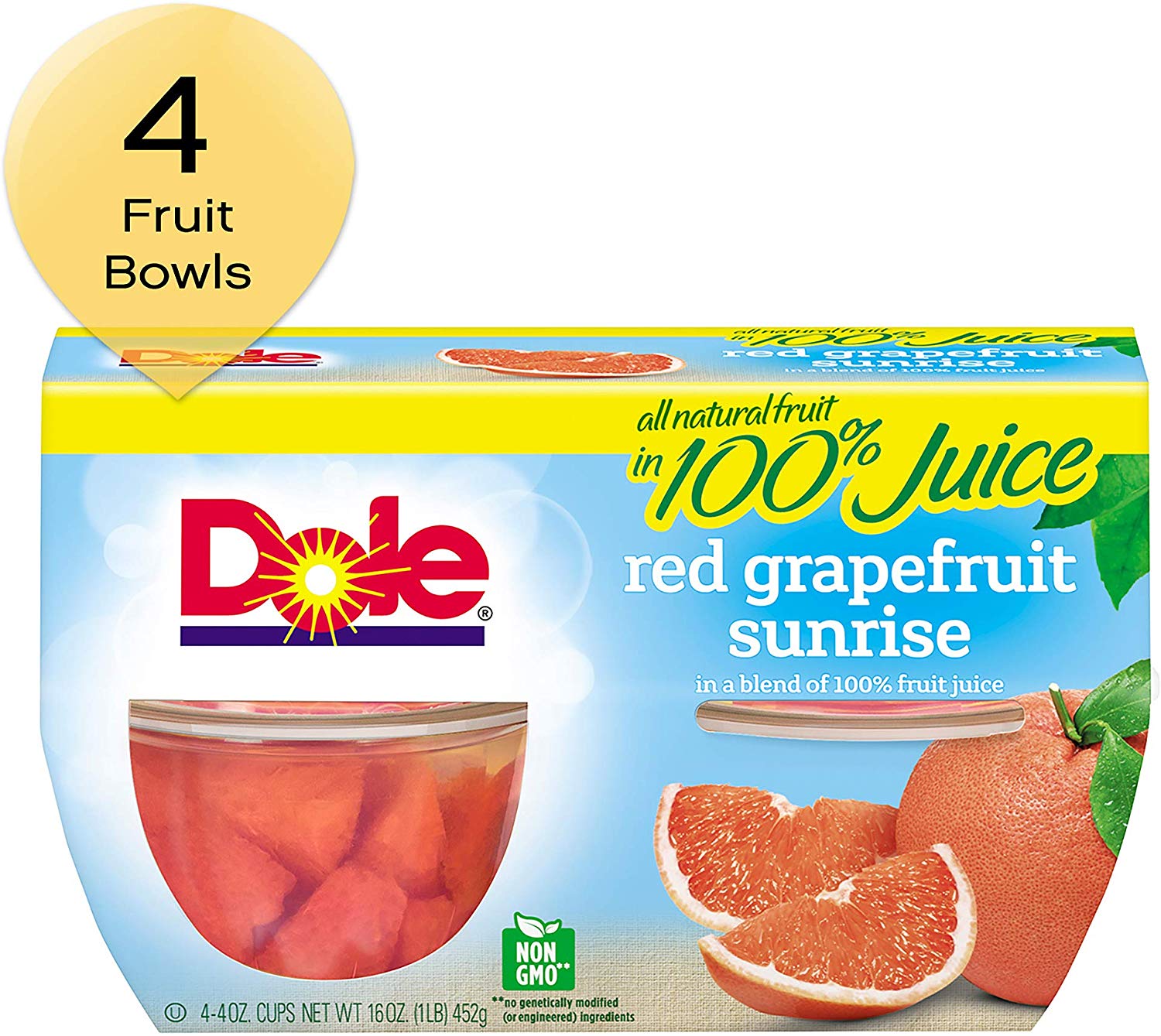Dole Fruit Bowls Red Grapefruit in 100 Fruit Juice 4 Cups Walmart
