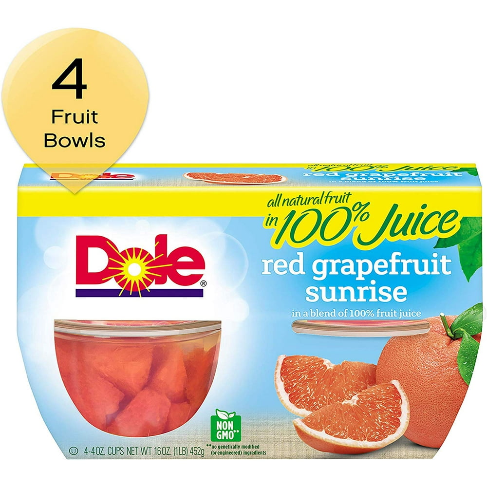 Dole Fruit Bowls Red Grapefruit in 100 Fruit Juice 4 Cups Walmart