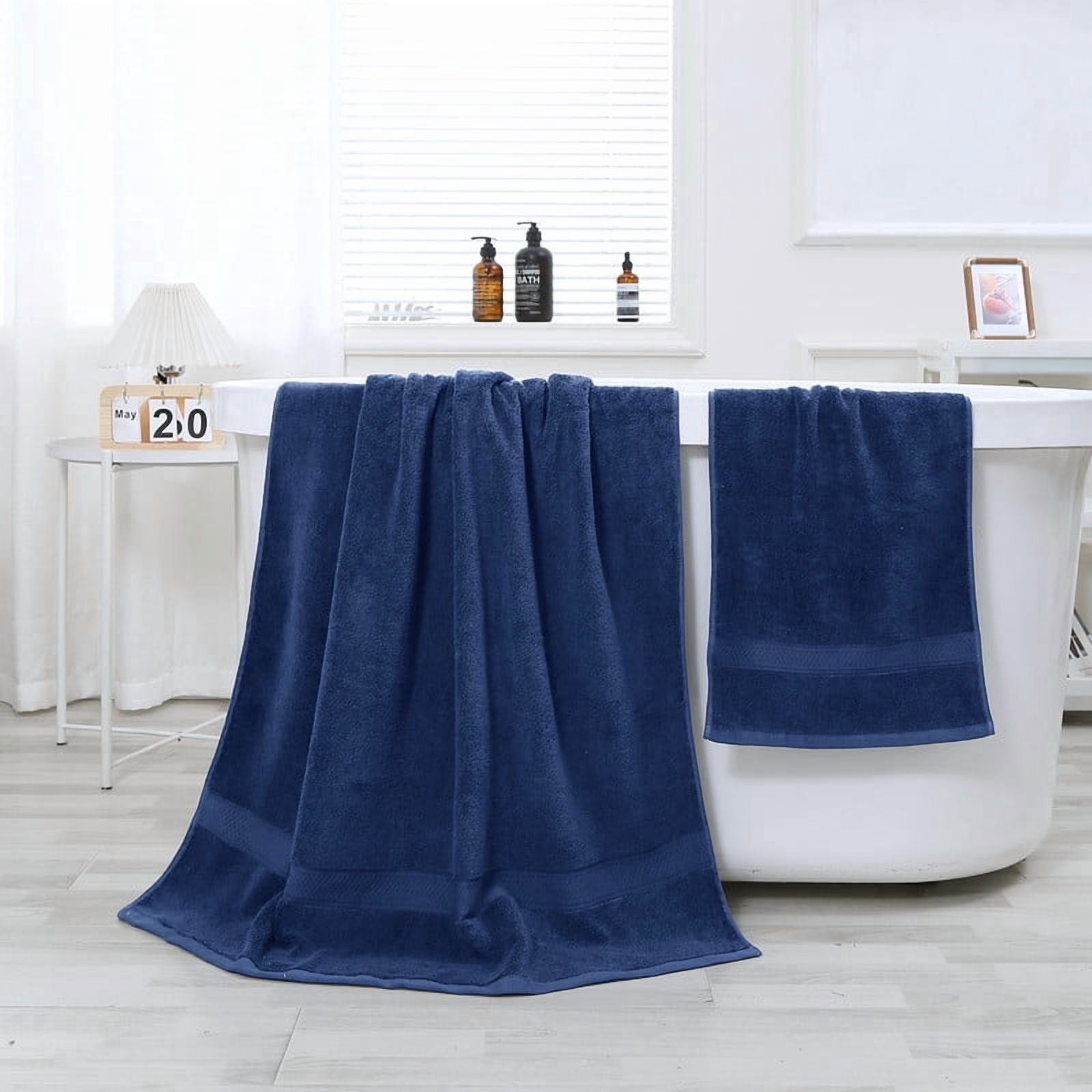 JML Blue Bath Towel Set of 8 Pieces - Cotton Blend Highly Absorbent Towels for Bathroom, 2 Soft Bath Towels, 2 Hand Towels, 4 Washcloths