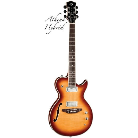 Luna Athena Mahogany Body Hybrid Thinline Acoustic-Electric Guitar, Rosewood Fretboard, Tobacco Burst