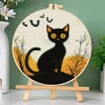 thumbnail image 3 of Halloween Black Cat Stamped Cross Stitch Kits for Beginners with Hoop Simple Patterns 11CT Counted Embroidery Needlepoint Crafts Arts for DIY Enthusiasts and Home Decor 26x26cm, 3 of 8