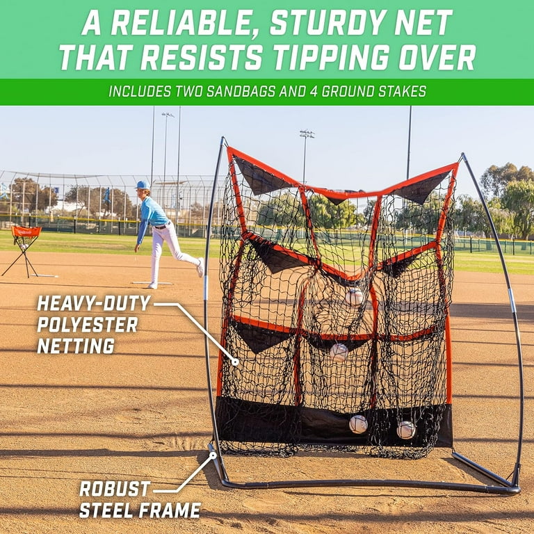 GoSports 9 Hole Baseball & Softball Pitching Net, 49x30 in