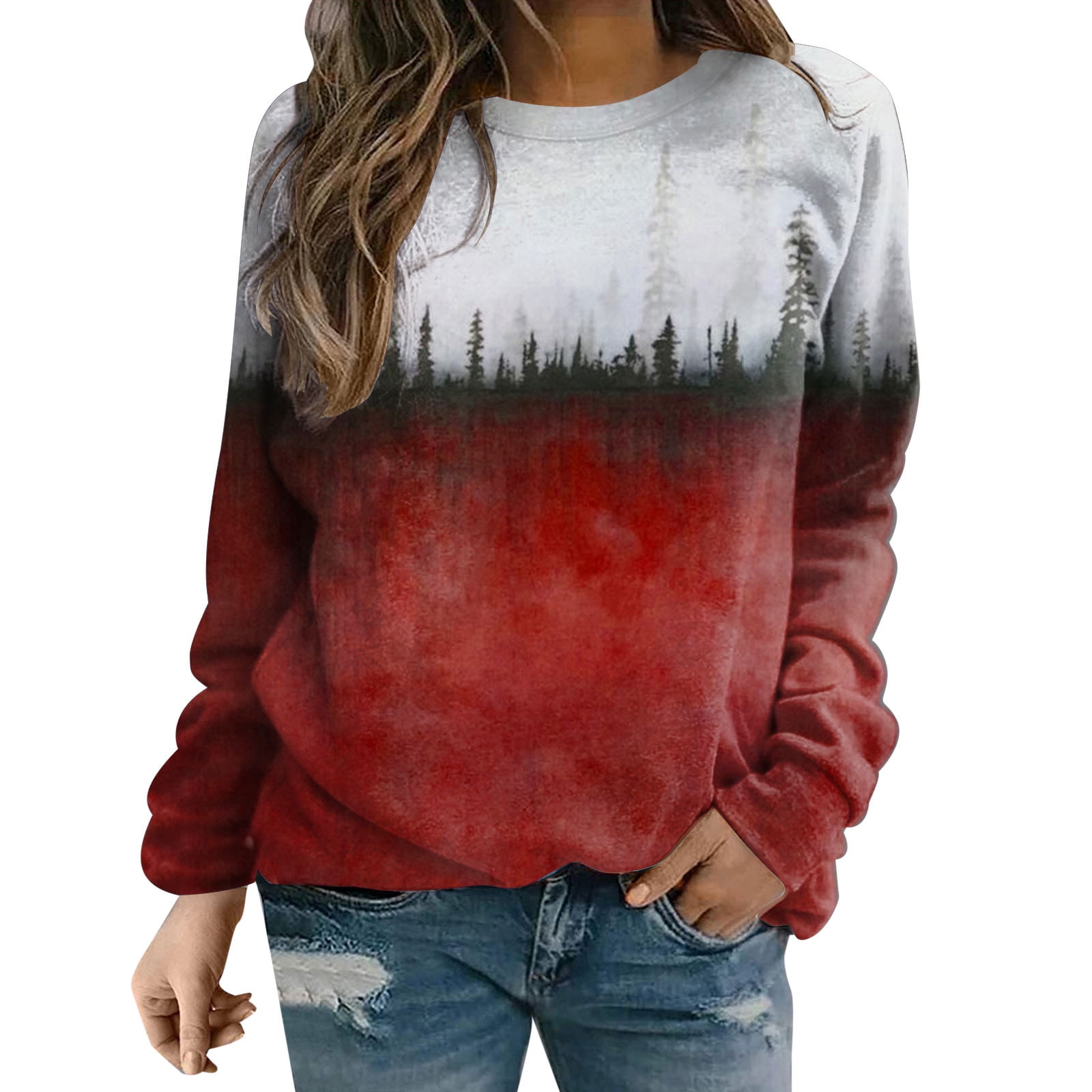 fvwitlyh Cute Crewneck Sweatshirt Womens Sweatshirts Lined 1 2 Zipper  Collar Pullover Sweatshirts Long Sleeve Crop Tops Sweater Thumb Hole Red  X-Large - Walmart.com