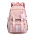 thumbnail image 2 of Large Capacity Backpack for Women 2026 Aesthetic Cute Outdoor Fashion Plaid Laptop Computer Daypack Work Travel Pink 11.8 In, 2 of 5