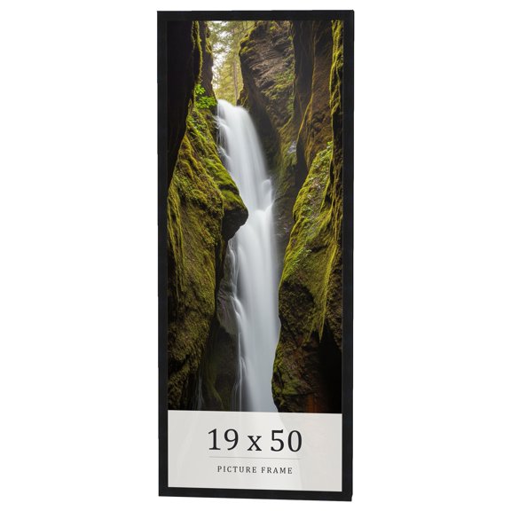 19x50 Frame Black Real Wood Picture Frame Width 0.75 inches | Interior Frame Depth 0.5 inches |