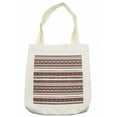 thumbnail image 1 of Ethnic Tote Bag, Composition with Chevron Zigzags Triangles and Stripes Hand Drawn, Cloth Linen Reusable Bag for Shopping Books Beach and More, 16.5" X 14", Cream, by Ambesonne, 1 of 2
