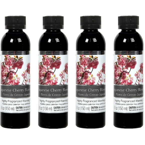 Hosley Set of 4, Japanese Cherry Blossom Highly Scented Warming Oils 5 oz.