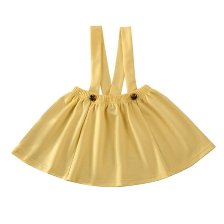 

Multitrust baby girl skin-friendly monochrome casual cute button belt skirt