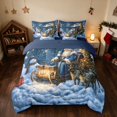 thumbnail image 3 of Manfei Sleigh Twin Bedding 7pcs Christmas Bedding Comforter Set, Black Green, Navy Reversible, 3 of 6