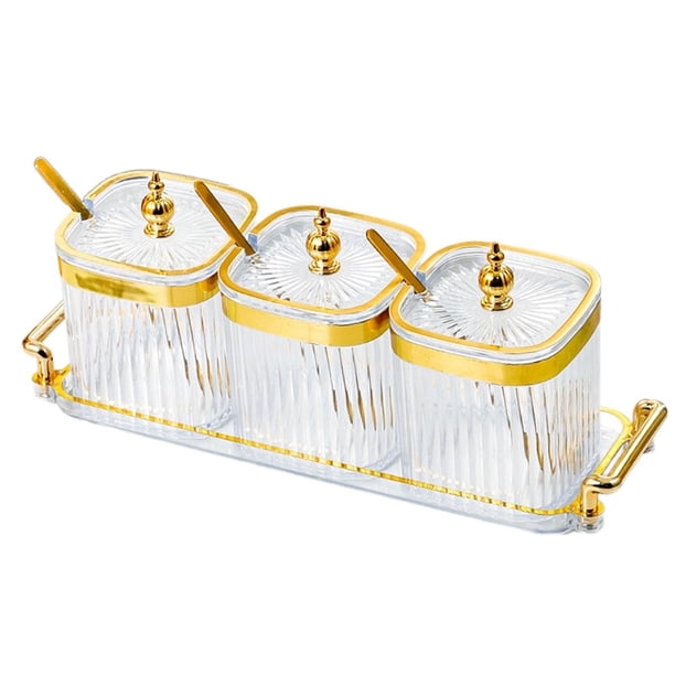Contenedores para aperitivos y aperitivos con bandeja organizadora y caja para condimentos de cocina Borrar 3 cuadrículas