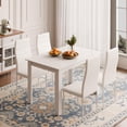 thumbnail image 4 of Dining Table Set for 4 with High Back Faux Leather Chairs, Kitchen Dining Room Home Office Set, 47.2 x 35.4 x 29.5'' (White Table and Chairs), 4 of 7