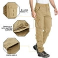 thumbnail image 3 of POENTAB Work Cargo Pants for Men Baggy Outdoor Hiking Fishing Safari Travel Trousers with Multi Pockets Khaki 38 (No Belt), 3 of 7