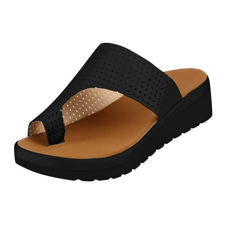 

Jsezml Orthopedic Sandals for Women Summer Clip Toe Slides Slip on Slippers Wedge Sandals Plantar Fasciitis Comfy Shoes