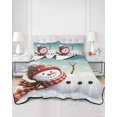 thumbnail image 2 of Quilt King Size Bedding Set, Christmas Scarf Snowman Reversible Summer Quilt 3 Pieces, Turquoise Winter Xmas Snowflake Lightweight Bedspreads Coverlets with 2 Pillow Shams for All Seasons, 2 of 5