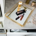 thumbnail image 3 of Home Details Large Geometric Mirrored Vanity Tray Makeup Organizer in Satin Gold, 3 of 5