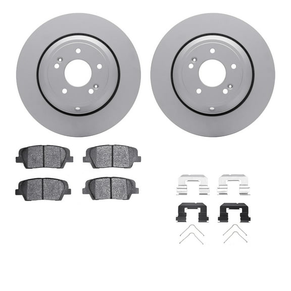 Dynamic Friction Company Rear Geospec Brake Rotors with 5000 Advanced Brake Pads includes Hardware 4512-03186