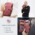 thumbnail image 6 of Dteck Case for iPhone 14 Pro Wallet Case for Women Men, Fashion Durable PU Leather Magnetic Flip Lanyard Strap Wristlet Zipper Card Holder Wallet Phone Case for iPhone 14 Pro 6.1-inch,Red, 6 of 11