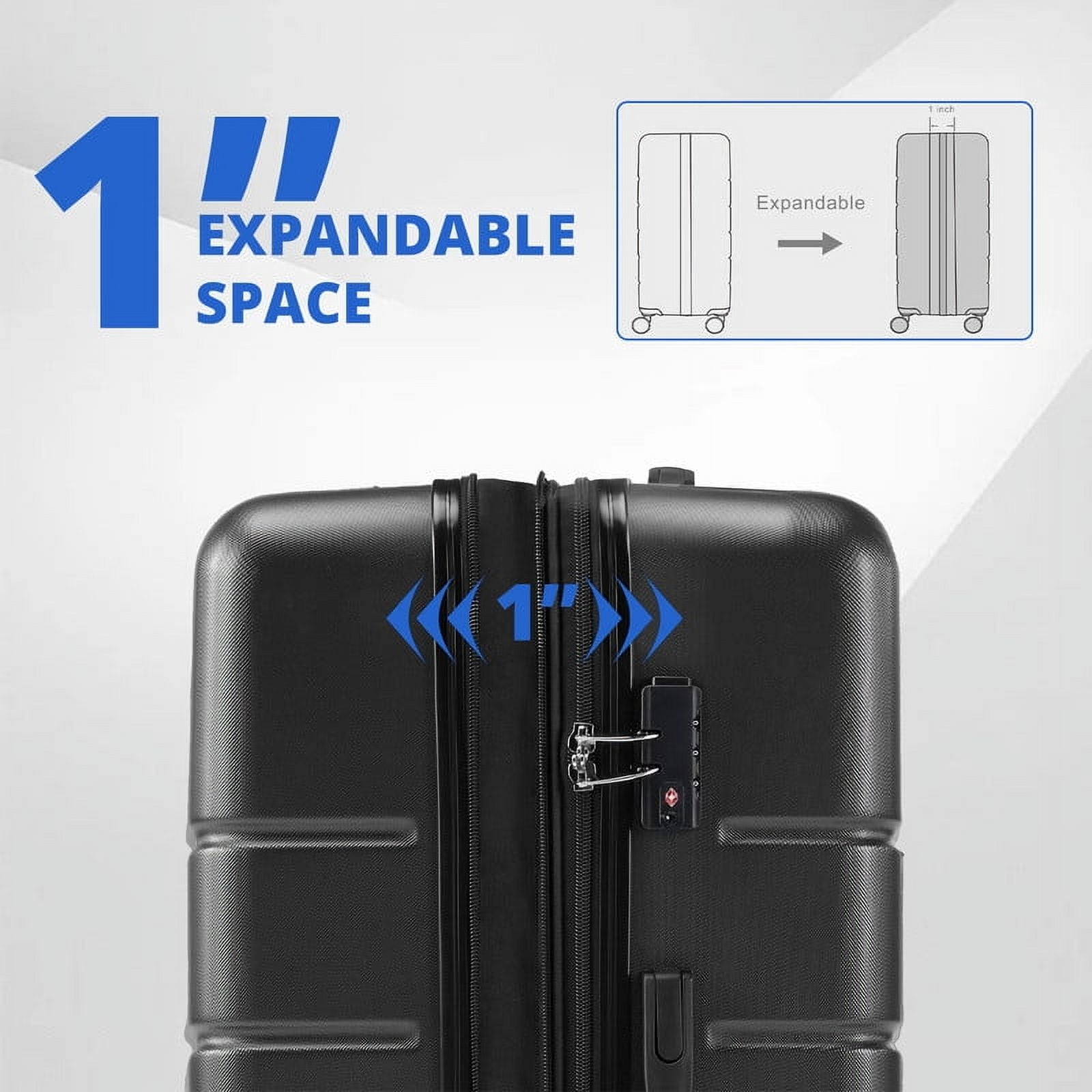 TINKLE WELL Expandable Hardshell Suitcase, 28" Lightweight Carry on Luggage, TSA Lock Hard Shell Luggage with 360° Smooth Spinner Wheels, Black