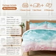thumbnail image 6 of Turquoise Pink Ombre Bedding Duvet Cover Set Twin Size 4 Pieces Abstract Coastal Ocean Waves Gradient Bedding Set with Zipper Closure, 1 Comforter Cover 68x86 Inches 1 Flat Sheet & 2 Pillow Cases, 6 of 7